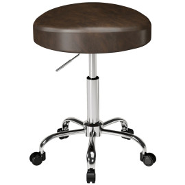 Tabouret Arioen pivotant réglable 360° similicuir marron