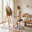 Tabouret Arioen pivotant réglable 360° similicuir marron