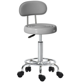 Tabouret de coiffure Daris pivotant réglable avec dossier gris