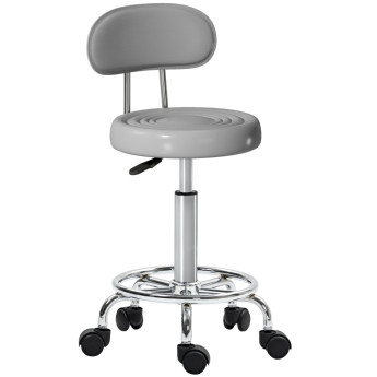 Tabouret de coiffure Daris pivotant réglable avec dossier gris