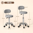 Tabouret de coiffure Daris pivotant réglable avec dossier gris