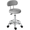 Tabouret de coiffure Daris pivotant réglable avec dossier gris