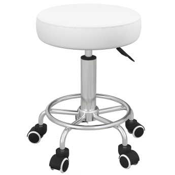 Tabouret de salon Eluiel réglable en hauteur similicuir blanc