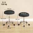 Tabouret de salon Nalo roulant réglable pivotant noir
