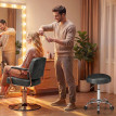 Tabouret de salon Nalo roulant réglable pivotant noir