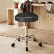 Tabouret de salon Nalo roulant réglable pivotant noir