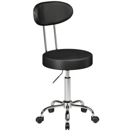 Tabouret de travail Enas pivotant réglable cuir synthétique noir