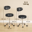 Tabouret de travail Enas pivotant réglable cuir synthétique noir