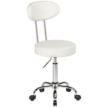 Tabouret Emviel à roulettes pivotant réglable en cuir synthétique blanc