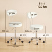 Tabouret Emviel à roulettes pivotant réglable en cuir synthétique blanc