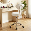 Tabouret Emviel à roulettes pivotant réglable en cuir synthétique blanc