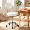 Tabouret Emviel à roulettes pivotant réglable en cuir synthétique blanc