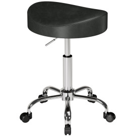 Tabouret Salrova pivotant réglable cuir synthétique noir
