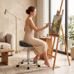 Tabouret Salrova pivotant réglable cuir synthétique noir