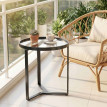 Table d’appoint Noren ronde verre trempé métal noir