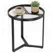 Table d’appoint Noren ronde verre trempé métal noir