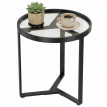 Table d’appoint Noren ronde verre trempé métal noir