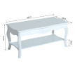 Table basse Aurvik rectangulaire style baroque rangement blanc