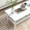 Table basse Aurvik rectangulaire style baroque rangement blanc