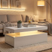 Table basse Lores LED rangement 2 tiroirs blanc laqué
