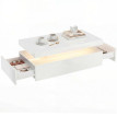 Table basse Lores LED rangement 2 tiroirs blanc laqué