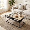 Ralot Table basse industrielle avec étagère chêne noir
