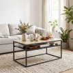Ralot Table basse industrielle avec étagère chêne noir