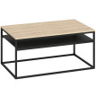 Ralot Table basse industrielle avec étagère chêne noir