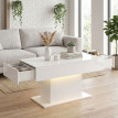 Table basse Orac LED rangement moderne laquée blanc