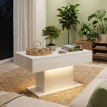 Table basse Orac LED rangement moderne laquée blanc