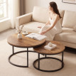 Table basse Mara gigogne industrielle ronde en métal marron