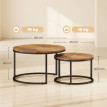 Table basse Mara gigogne industrielle ronde en métal marron