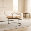 Table basse Mara gigogne industrielle ronde en métal marron