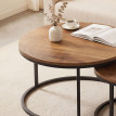 Table basse Mara gigogne industrielle ronde en métal marron