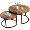 Table basse Mara gigogne industrielle ronde en métal marron