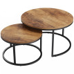 Table basse Mara gigogne industrielle ronde en métal marron