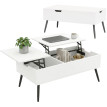 Table Basse Aurveara Relevable Double Plateau Rangement Caché Blanc