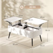 Table Basse Aurveara Relevable Double Plateau Rangement Caché Blanc