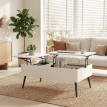 Table Basse Aurveara Relevable Double Plateau Rangement Caché Blanc