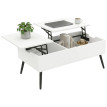 Table Basse Aurveara Relevable Double Plateau Rangement Caché Blanc