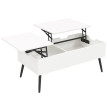 Table Basse Aurveara Relevable Double Plateau Rangement Caché Blanc