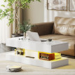 Table basse Helio LED tiroirs et étagère ouverte blanc