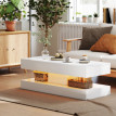 Table basse Helio LED tiroirs et étagère ouverte blanc