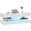 Table basse Helio LED tiroirs et étagère ouverte blanc