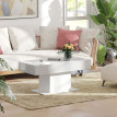 Table basse Maro extensible rangement moderne blanc laqué
