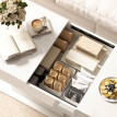 Table basse Maro extensible rangement moderne blanc laqué