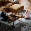 Table basse Lumia relevable coulissante rangement caché marron rustique