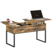 Table basse Lumia relevable coulissante rangement caché marron rustique