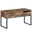 Table basse Lumia relevable coulissante rangement caché marron rustique