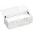 Table basse Selac relevable rangement caché 2 tiroirs blanc laqué